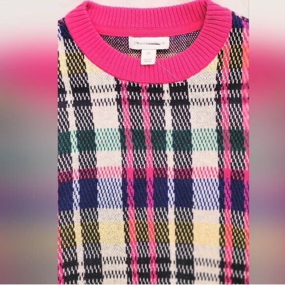 Charter Club Pink Contrast-Trim Plaid Sweater Size XS - Picture 6 of 6
